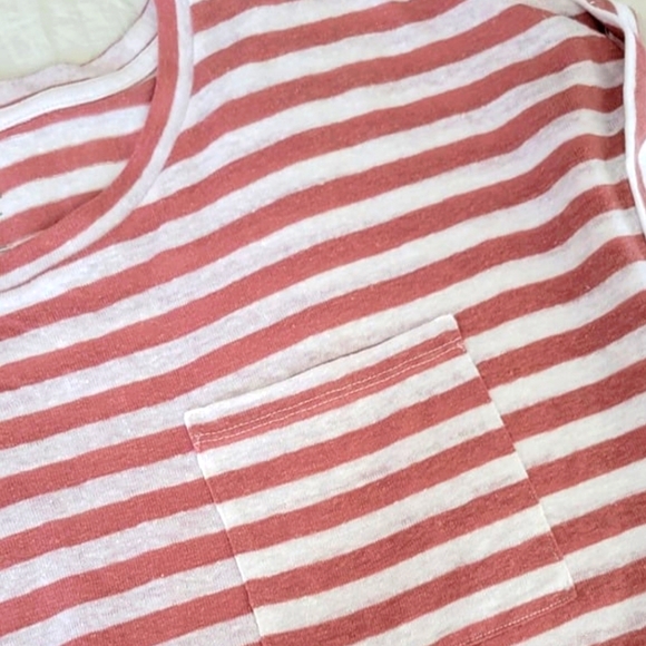 Oversized Boyfriend Burgundy Stripe Tee (L) by A New Day - Picture 3 of 3